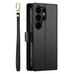 For Samsung Galaxy S26 Ultra Case Zipper Pocket Wallet Leather Phone Cover with Straps