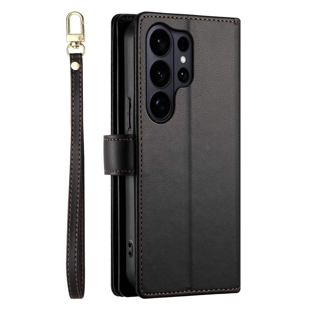 For Samsung Galaxy S26 Ultra Case Zipper Pocket Wallet Leather Phone Cover with Straps