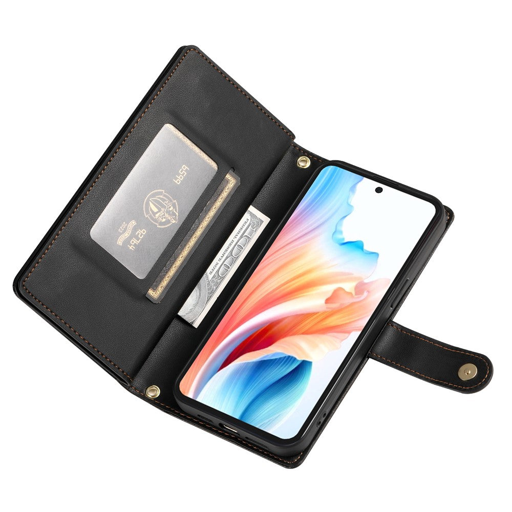 For Samsung Galaxy S26 Ultra Case Zipper Pocket Wallet Leather Phone Cover with Straps