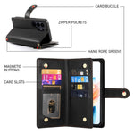 For Samsung Galaxy S26 Ultra Case Zipper Pocket Wallet Leather Phone Cover with Straps