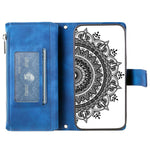 Zipper Pocket Wallet Case for Samsung Galaxy S21+ 5G, Mandala Flower Imprinted PU Leather Stand Cover with Multiple Card Slots