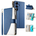 For Samsung Galaxy S26 Case Zipper Wallet Color Splicing Leather Flip Phone Cover with Straps