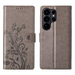 Samsung Galaxy S26 Ultra Plånboksfodral Fjärilsblommigt Mönster PU-läder Mobilskal med Handledsrem
