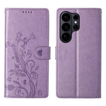 Samsung Galaxy S26 Ultra Plånboksfodral Fjärilsblommigt Mönster PU-läder Mobilskal med Handledsrem