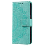 Samsung Galaxy S23+ PU-læderetui med mandala-blomstermotiv, præget overflade, flipdesign, stander, pung, magnetisk spænde og fuld beskyttelse