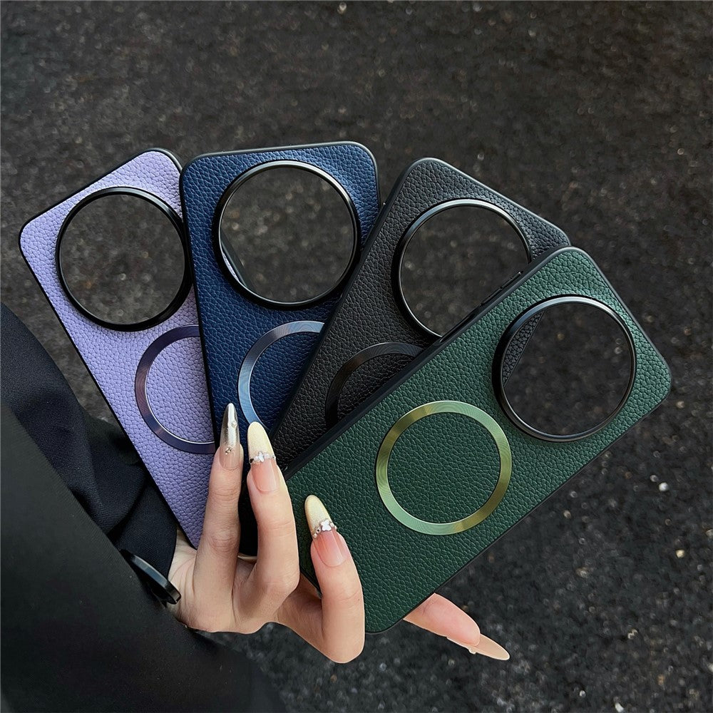 For Huawei Mate 80 Magnetic Case Litchi Texture PU Leather + TPU Phone Back Cover