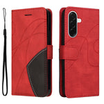 Til Samsung Galaxy A37 5G telefoncover i læder med stativ og pung, tofarvet splejsningsdesign