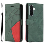 Til Samsung Galaxy A37 5G telefoncover i læder med stativ og pung, tofarvet splejsningsdesign