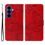 Samsung Galaxy S26+ Plånboksfodral Läderfodral med Blommig Fjäril och Stativ