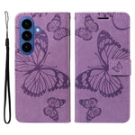 Samsung Galaxy S26+ Plånboksfodral Läderfodral med Blommig Fjäril och Stativ