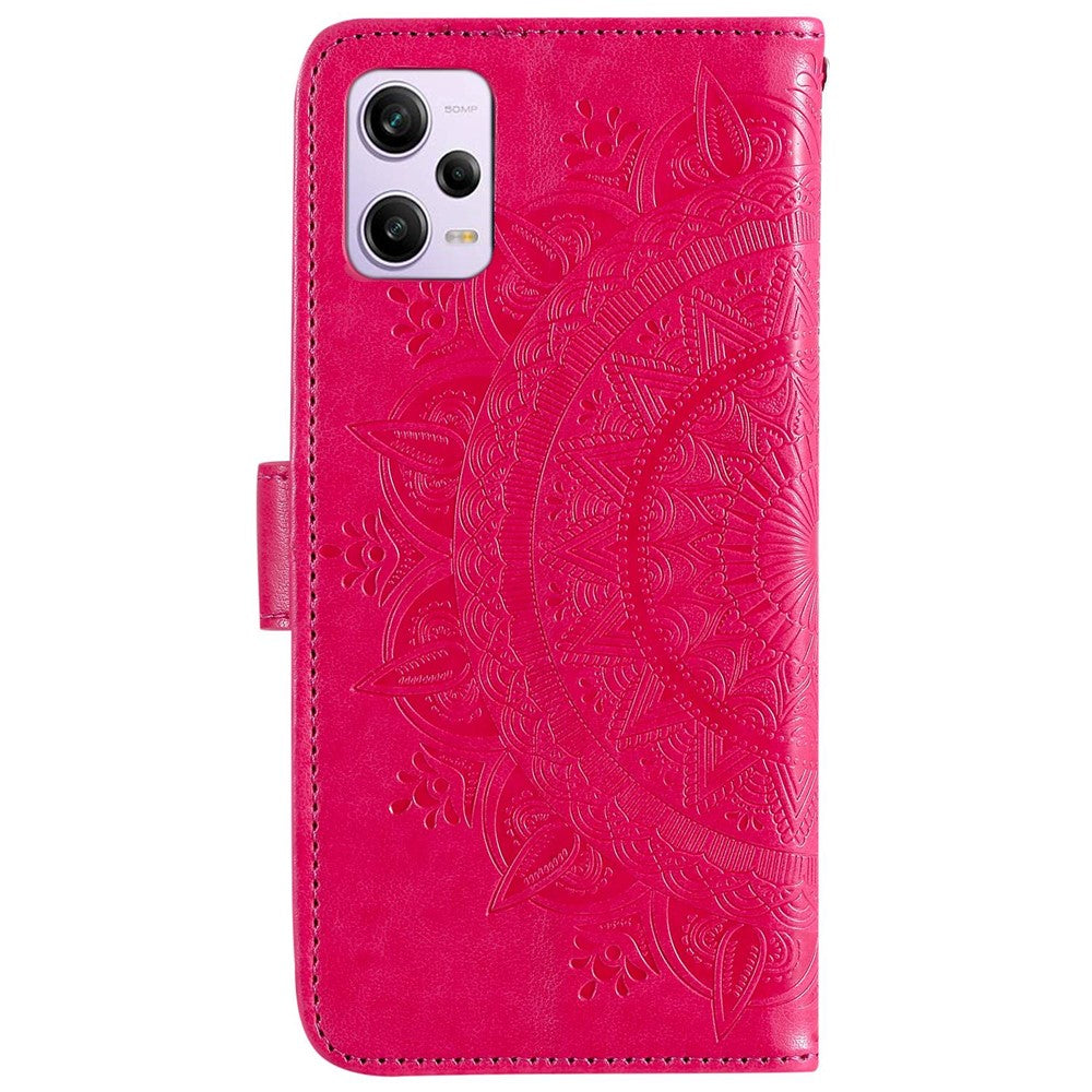 Mandala Flower Imprinted PU Leather Case for Xiaomi Redmi Note 12 Pro+ 5G, Flip Stand Magnetic Clasp Protection Cover Wallet