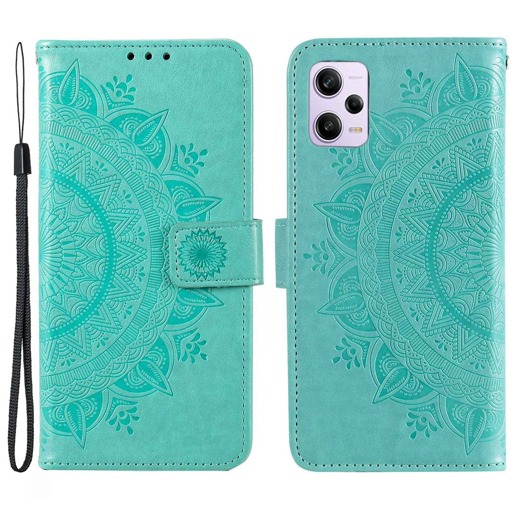 Mandala Flower Imprinted PU Leather Case for Xiaomi Redmi Note 12 Pro+ 5G, Flip Stand Magnetic Clasp Protection Cover Wallet