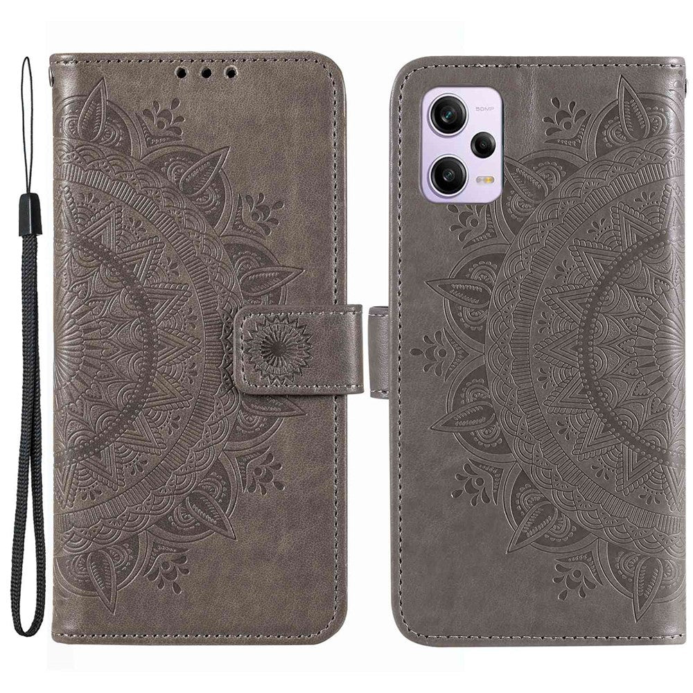 Mandala Flower Imprinted PU Leather Case for Xiaomi Redmi Note 12 Pro+ 5G, Flip Stand Magnetic Clasp Protection Cover Wallet