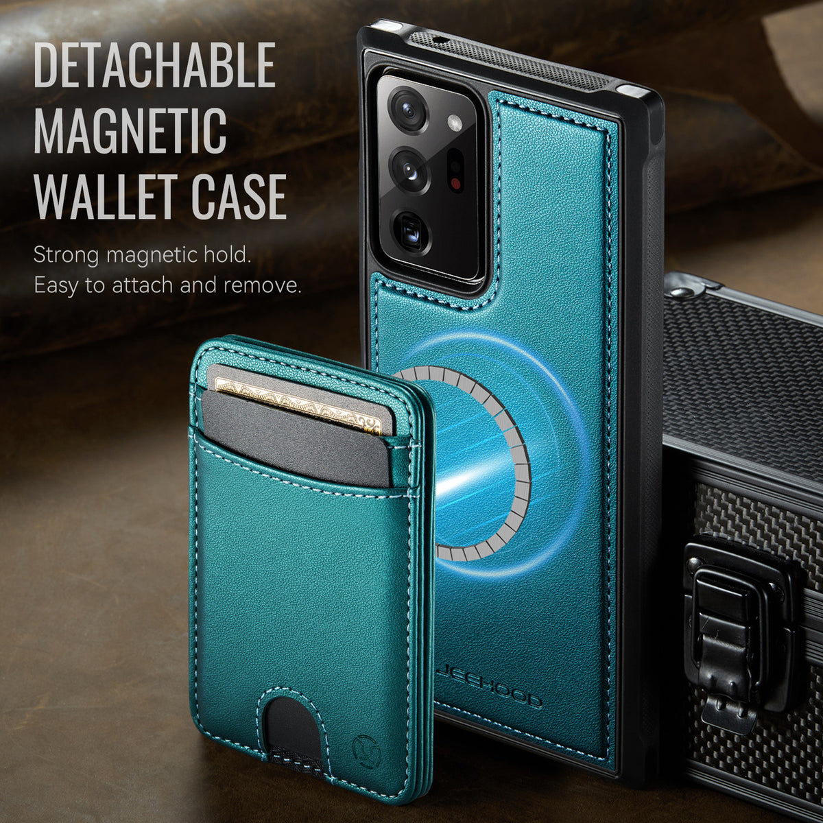 JEEHOOD For Samsung Galaxy Note20 Ultra Magnetic Case  J10 Leather Back Phone Cover with Detachable Card Holder Kickstand