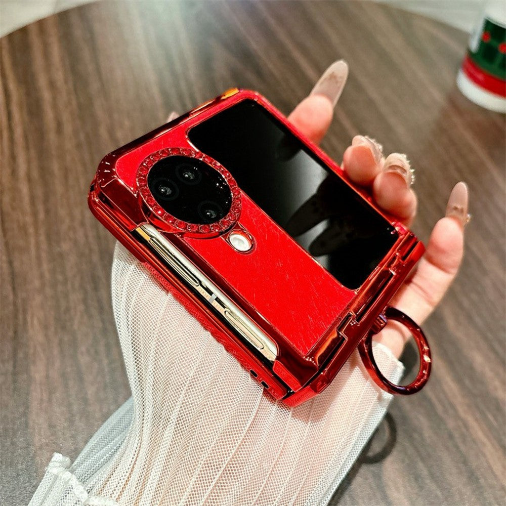 Oppo Find N3 Flip 5G-skal med nyårshästmönster i PC-format, ringhållare och härdat glas på baksidan
