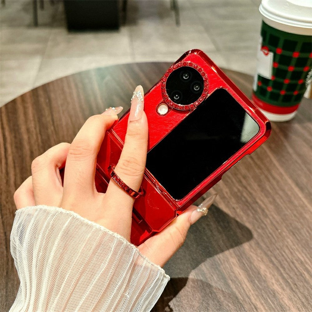 Oppo Find N3 Flip 5G-skal med nyårshästmönster i PC-format, ringhållare och härdat glas på baksidan