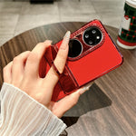 Huawei P50 Pocket Case Nyårshästmönster PC mobilskal med Ringhållare och Härdat Glas Bakskärmsfilm