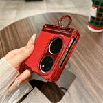 Huawei P50 Pocket Case Nyårshästmönster PC mobilskal med Ringhållare och Härdat Glas Bakskärmsfilm
