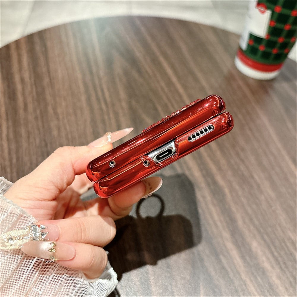 Huawei Pocket 2-skal med nyårshästmönster och PC-mobilskal med ringhållare och härdat glas på baksidan