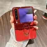Huawei Pura X-skal med nyårshästmönster och PC-mobilskal med ringhållare och härdat glas på baksidan
