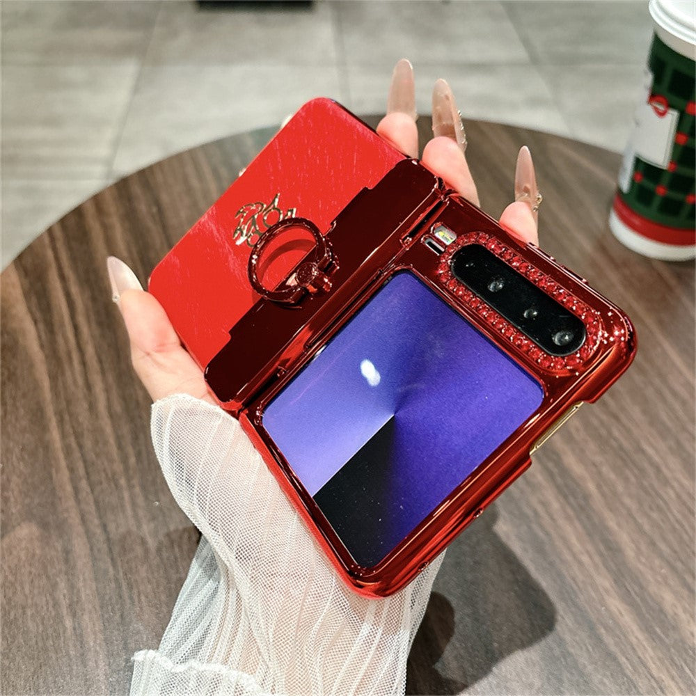 Huawei Pura X-skal med nyårshästmönster och PC-mobilskal med ringhållare och härdat glas på baksidan