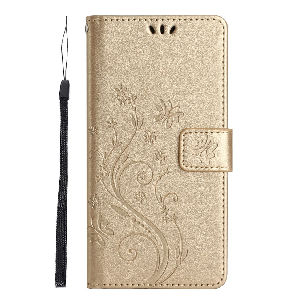 For Samsung Galaxy A37 5G Leather Wallet Case Butterfly Flower Imprinted Phone Cover with Strap