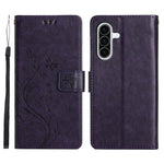 For Samsung Galaxy A37 5G Leather Wallet Case Butterfly Flower Imprinted Phone Cover with Strap