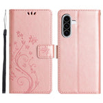 For Samsung Galaxy A37 5G Leather Wallet Case Butterfly Flower Imprinted Phone Cover with Strap