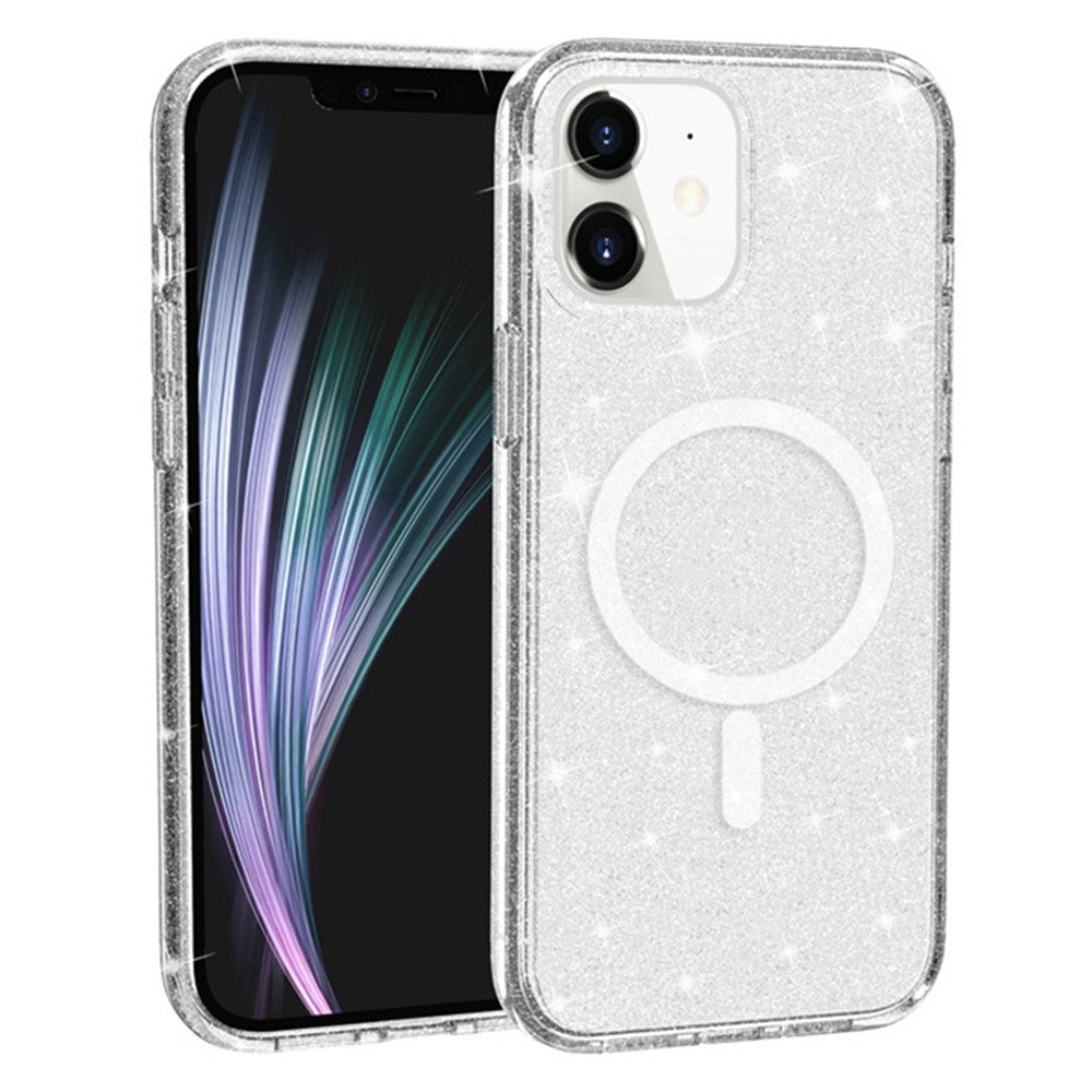 AMORUS For iPhone 12 mini Magnetic Case Compatible with MagSafe Glitter Powder PC + TPU Phone Cover
