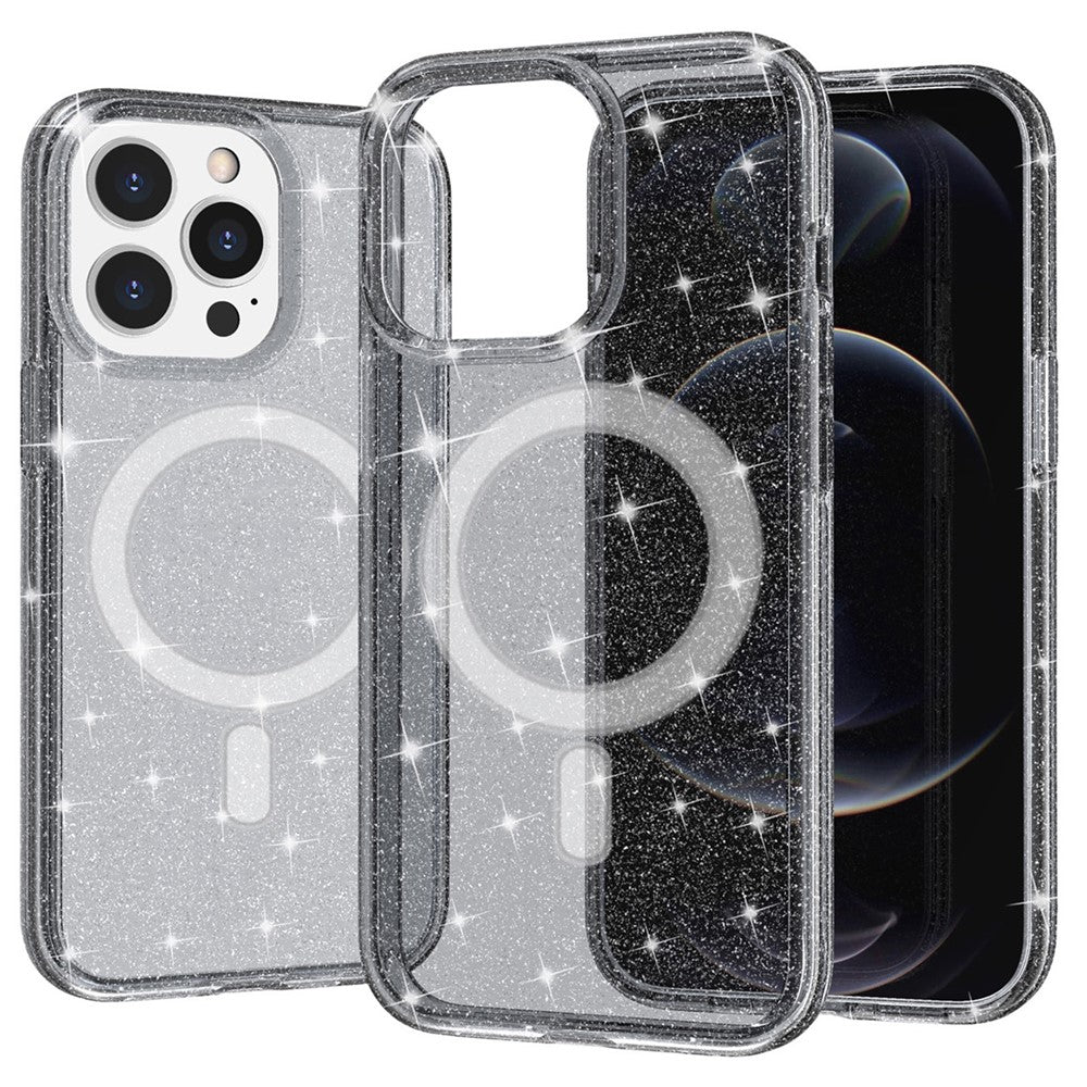 AMORUS For iPhone 12 Pro Max Magnetic Case Compatible with MagSafe Glitter Powder PC + TPU Phone Cover