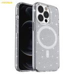 AMORUS For iPhone 12 Pro Max Magnetic Case Compatible with MagSafe Glitter Powder PC + TPU Phone Cover