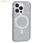 AMORUS For iPhone 12 Pro Max Magnetic Case Compatible with MagSafe Glitter Powder PC + TPU Phone Cover