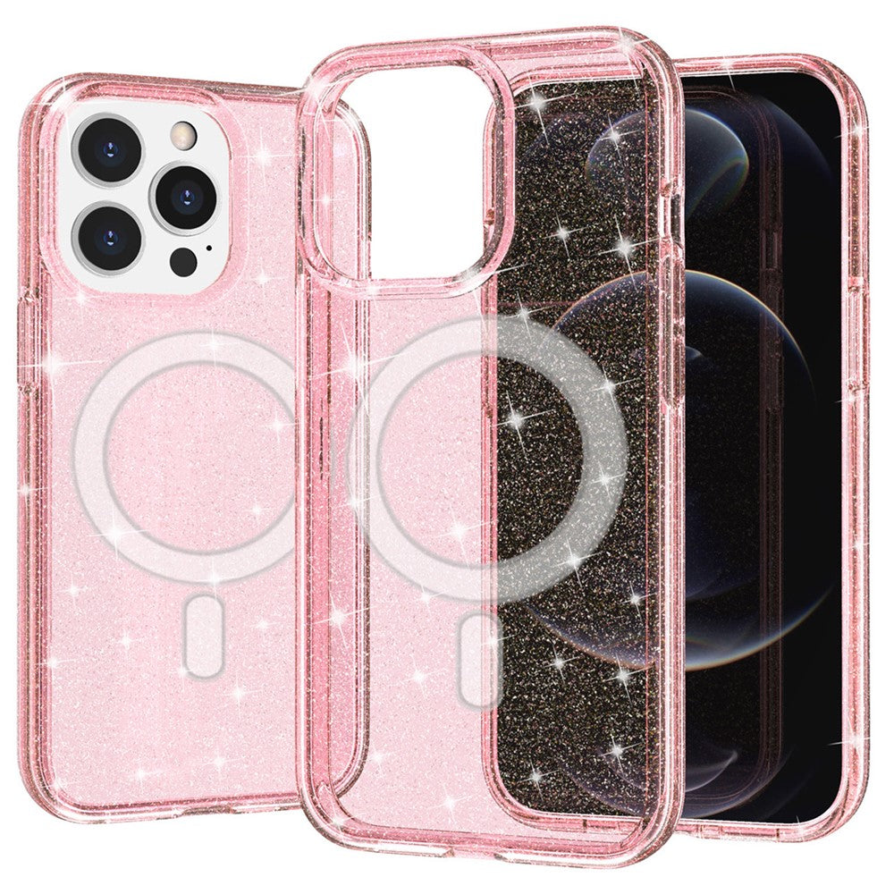 AMORUS For iPhone 12 Pro Max Magnetic Case Compatible with MagSafe Glitter Powder PC + TPU Phone Cover