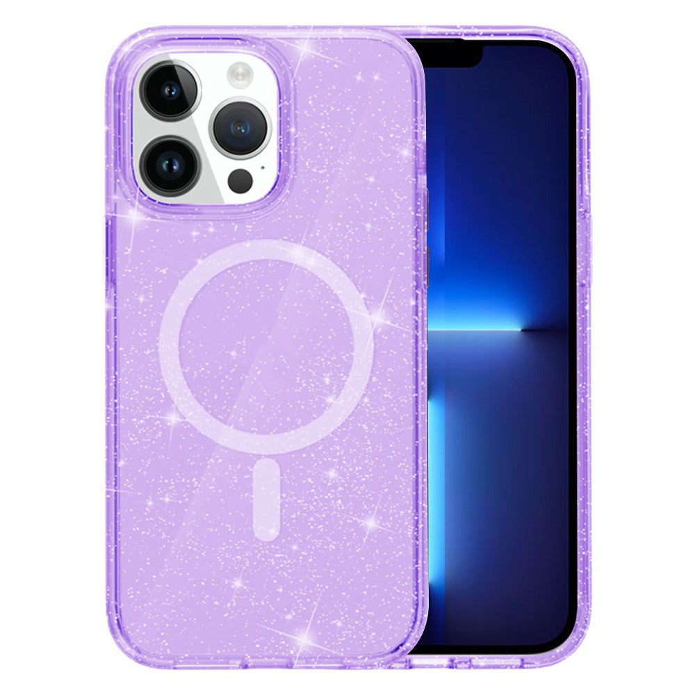 AMORUS For iPhone 12 Pro Max Magnetic Case Compatible with MagSafe Glitter Powder PC + TPU Phone Cover