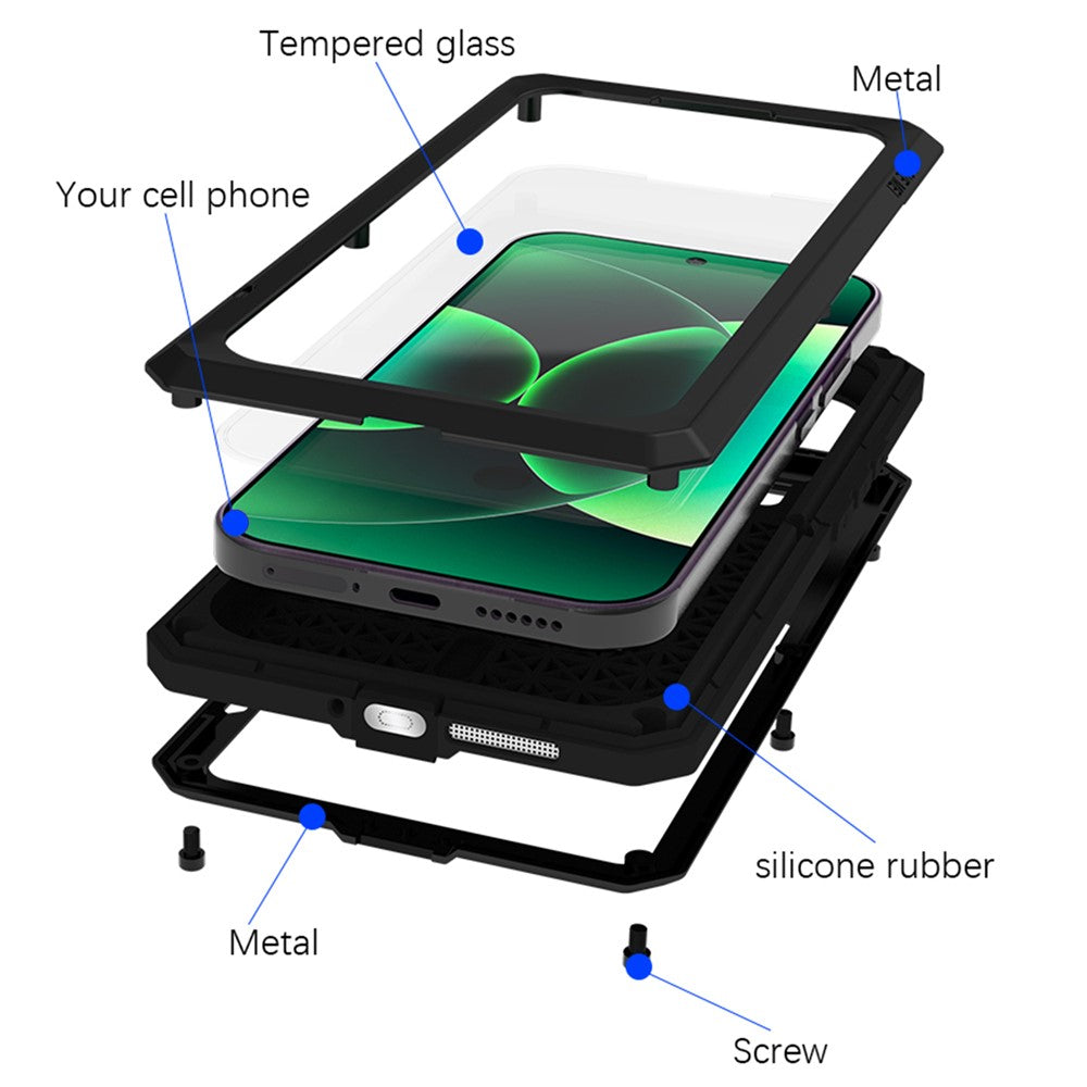 LOVE MEI For Xiaomi 17 Pro Max Case Tempered Glass Screen Protector Metal + Silicone Phone Cover