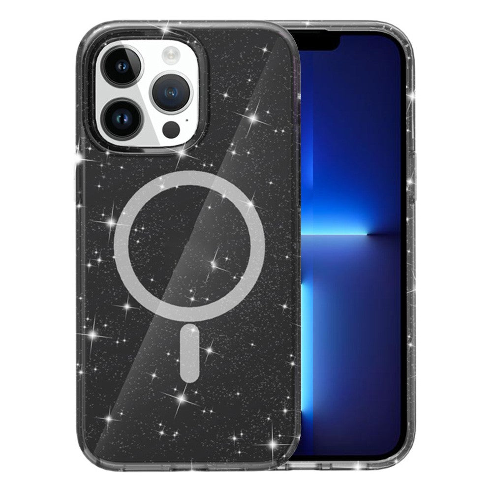 AMORUS For iPhone 13 Pro Magnetic Case Compatible with MagSafe Glitter Powder PC + TPU Phone Cover