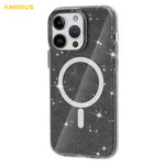 AMORUS For iPhone 13 Pro Magnetic Case Compatible with MagSafe Glitter Powder PC + TPU Phone Cover
