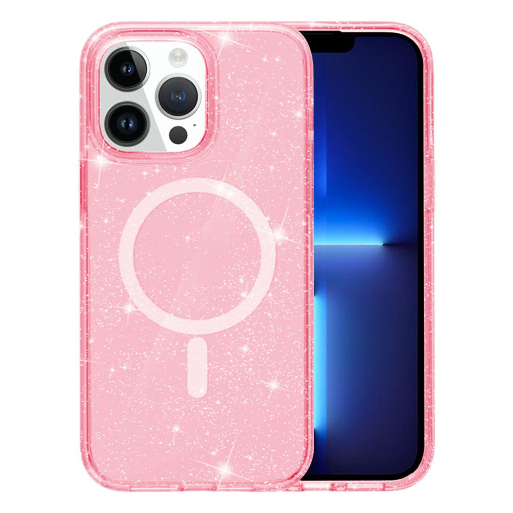 AMORUS For iPhone 13 Pro Magnetic Case Compatible with MagSafe Glitter Powder PC + TPU Phone Cover