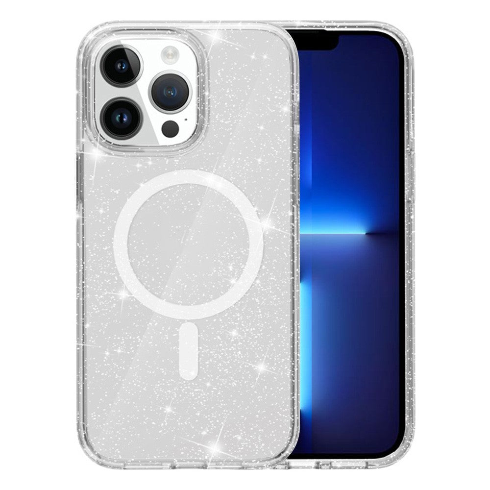 AMORUS For iPhone 13 Pro Magnetic Case Compatible with MagSafe Glitter Powder PC + TPU Phone Cover