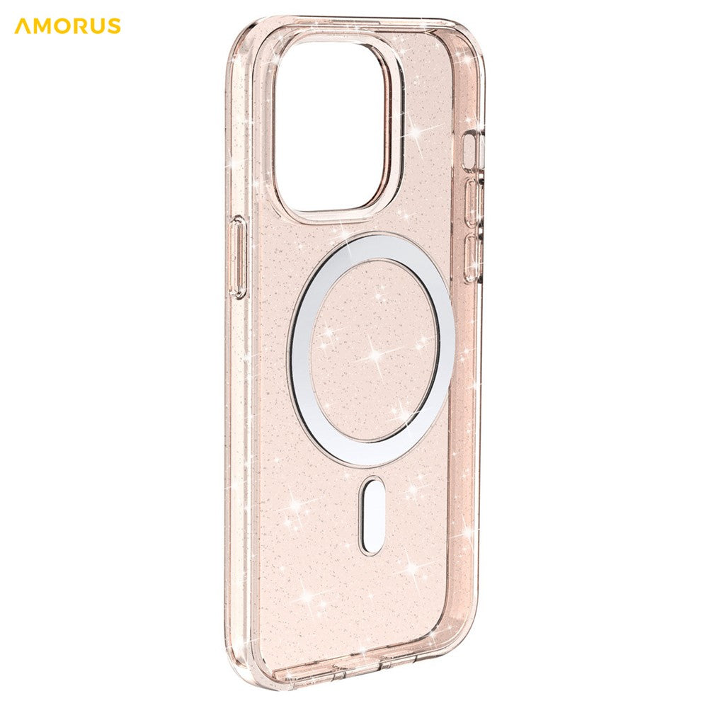AMORUS For iPhone 14 Pro Max Magnetic Case Compatible with MagSafe Glitter Powder PC + TPU Phone Cover