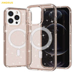 AMORUS For iPhone 14 Pro Max Magnetic Case Compatible with MagSafe Glitter Powder PC + TPU Phone Cover