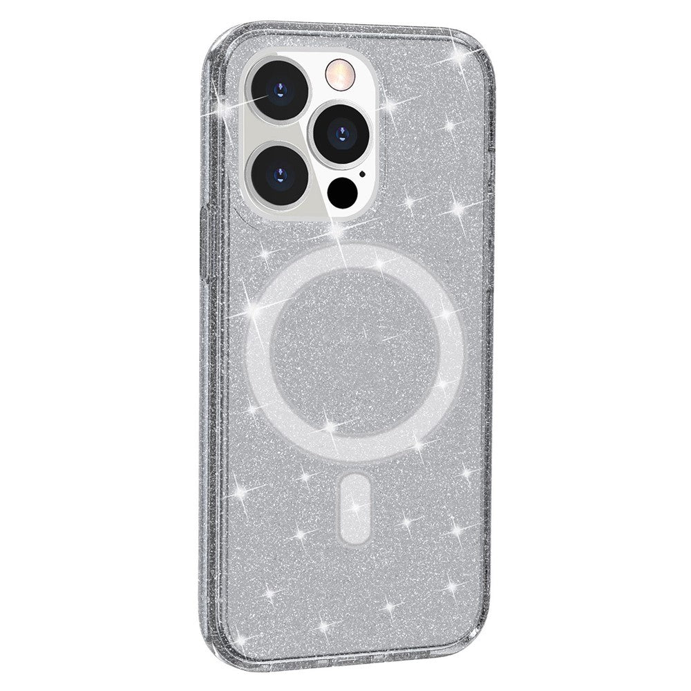 AMORUS For iPhone 14 Pro Max Magnetic Case Compatible with MagSafe Glitter Powder PC + TPU Phone Cover