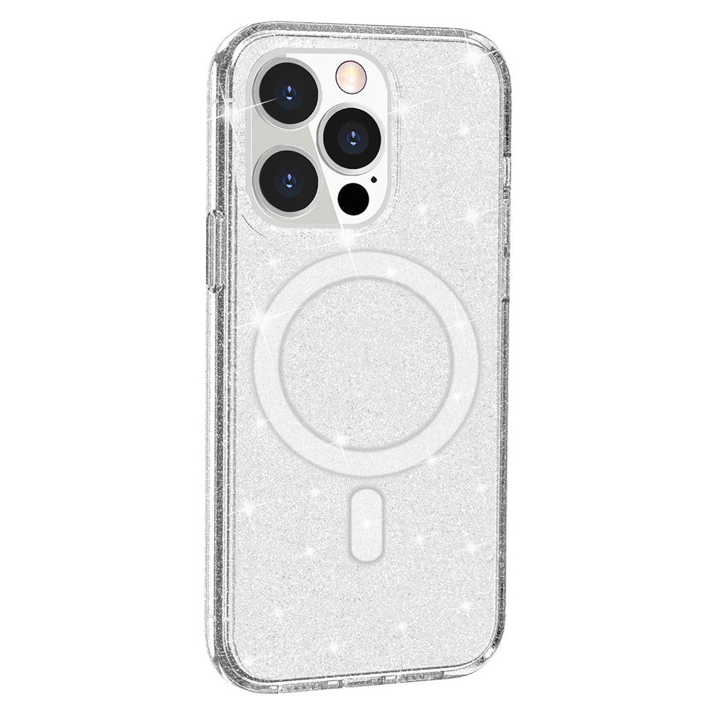 AMORUS For iPhone 14 Pro Max Magnetic Case Compatible with MagSafe Glitter Powder PC + TPU Phone Cover