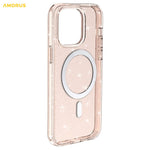 AMORUS For iPhone 14 Pro Magnetic Case Compatible with MagSafe Glitter Powder PC + TPU Phone Cover
