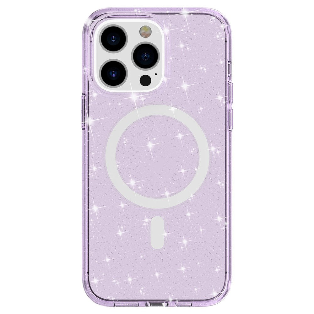 AMORUS For iPhone 14 Pro Magnetic Case Compatible with MagSafe Glitter Powder PC + TPU Phone Cover