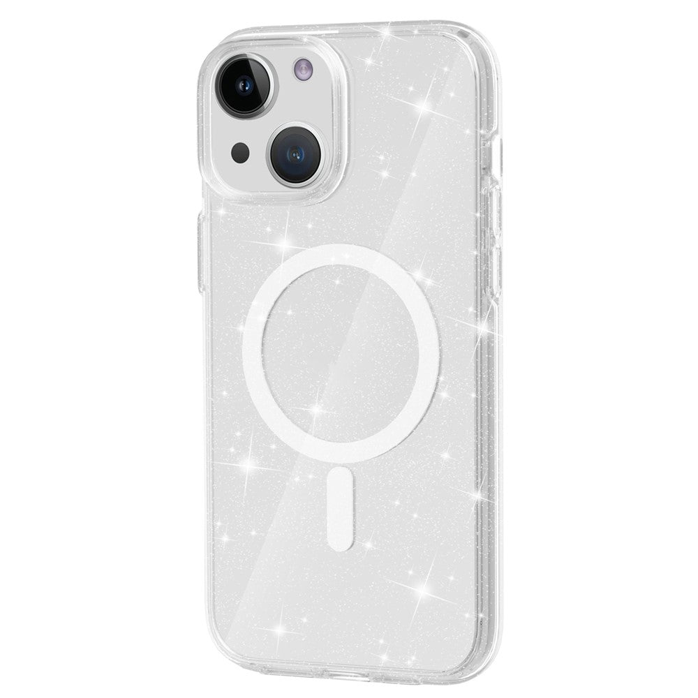 AMORUS For iPhone 15 Magnetic Case Compatible with MagSafe Glitter Powder PC + TPU Phone Cover