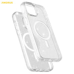 AMORUS For iPhone 15 Magnetic Case Compatible with MagSafe Glitter Powder PC + TPU Phone Cover