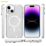 AMORUS For iPhone 15 Magnetic Case Compatible with MagSafe Glitter Powder PC + TPU Phone Cover