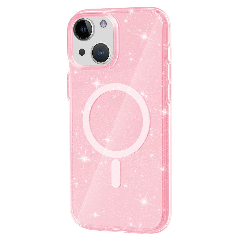 AMORUS For iPhone 15 Magnetic Case Compatible with MagSafe Glitter Powder PC + TPU Phone Cover