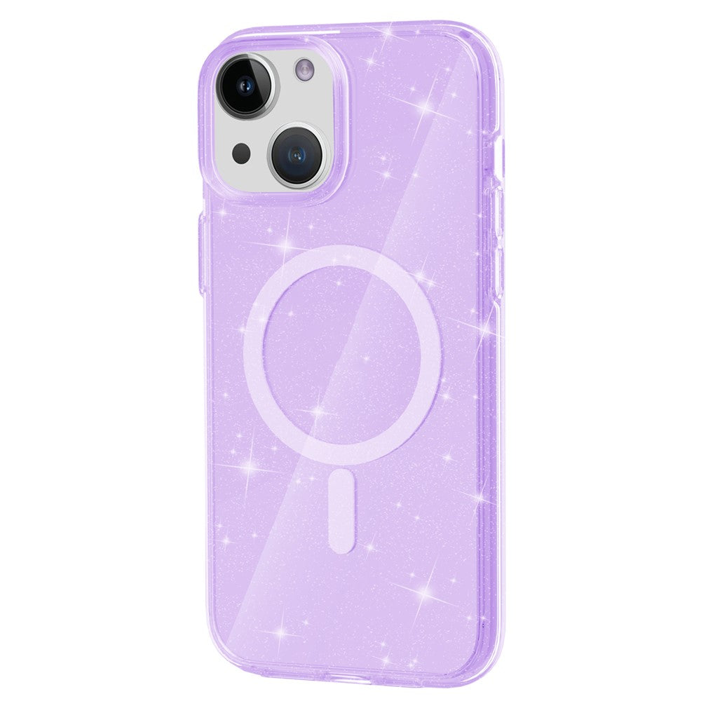 AMORUS For iPhone 15 Magnetic Case Compatible with MagSafe Glitter Powder PC + TPU Phone Cover